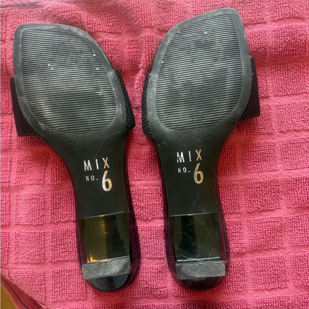 Mix No. 6 Black Patent Strappy Block Heel Sandals